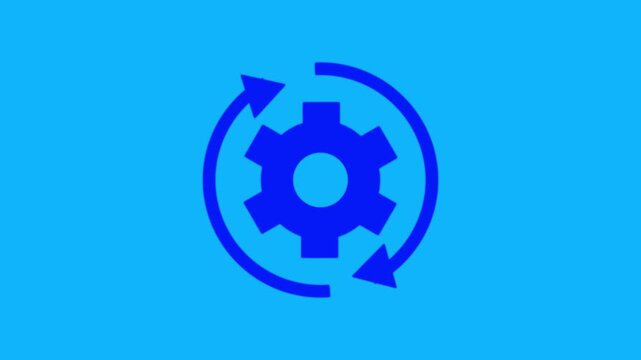 Sync process, icon reload set, circle arrow with gear wheel, recycling recurrence, renewal sync processing icons, setting symbol