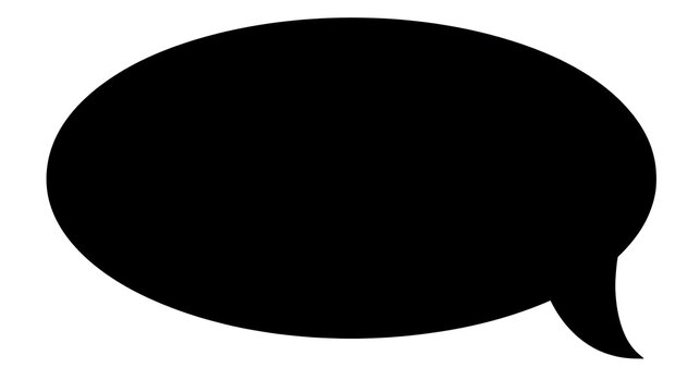 A black speech bubble, perfect for representing dialogue, thoughts, or ideas. It stands out with its simple, yet effective design