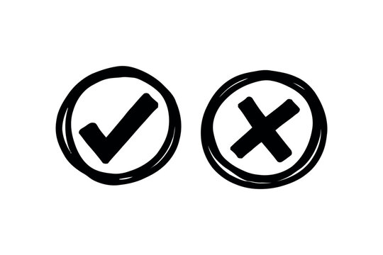 Set check mark and cross. Vector illustartion
