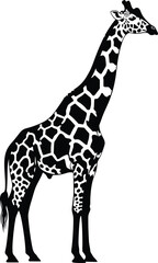 Naklejka premium Silhouette Giraffe Standing Side View Africa Savanna Wildlife Pattern