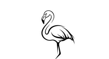 Naklejka premium Elegant black and white flamingo silhouette on white background