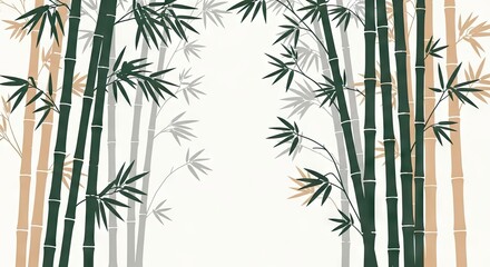 Naklejka premium Elegant bamboo forest illustration with copy space for design and background use