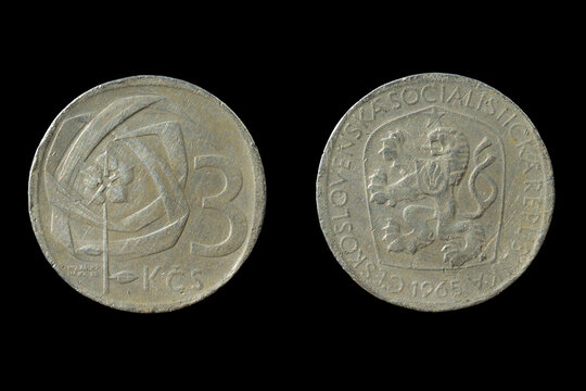 Vintage Czechoslovakia 3 Koruny Coin 1965, CSSR Socialist Republic Currency, Rampant Lion Emblem