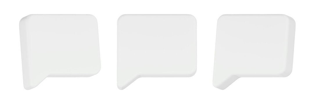 blank chat icon 3d render white square