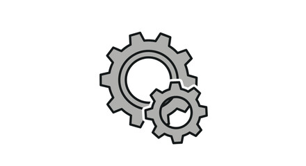 Fototapeta premium Interlocking Gears with Wrench: Mechanical Configuration Icon.