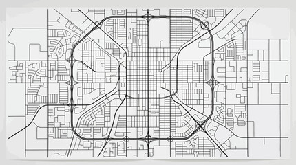 Abstract Minimalist City Map Graphic Design with Architectural Street Plan and Urban Grid Layout on White Background © Anang