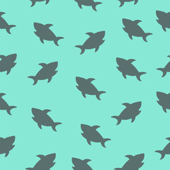 Obraz premium Shark Silhouette Seamless Pattern Vector Background