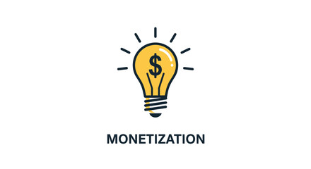 Bright Yellow Lightbulb with Dollar Sign Monetization Concept.