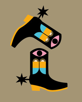 Cowboy boots with eyes