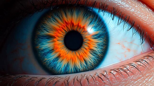 Closeup of a human eye with vibrant colors