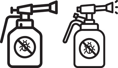 Obraz premium Pest Control Spray Bottle Icon Set: Active & Crossed-out Bug Symbols