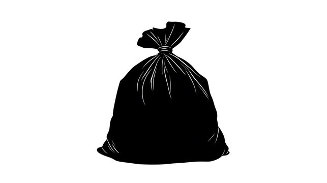 A close-up of a tightly sealed, black plastic trash bag. A visual representation of waste management.