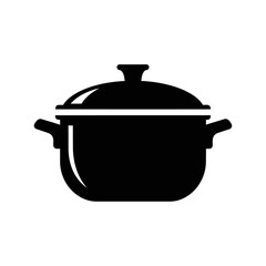 Black and White Pot with Lid Illustration.