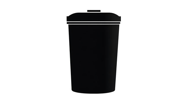A black trash can, a symbol of waste management and environmental responsibility.