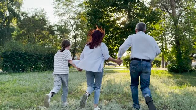 young child walking with their parents, Symbol of parental protection, Exploring the world hand in hand, Growing up with love and care, Warm and soft natural lighting, A walk to remember forever