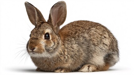 Obraz premium Close-up of brown wild rabbit isolated on white background in studio