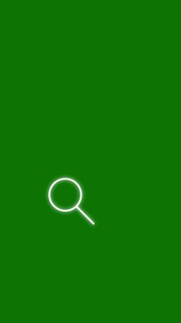 Minimalist white outline magnifying glass icon animated on green screen background. Searching animation with a magnify glass.