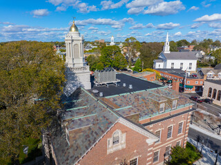 Newport County Courthouse aka Florence K. Murray Judicial Complex aerial view at Washington Square...