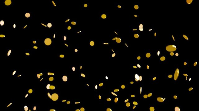 3d Gold coins explosion on green screen background. gold coin spinning animation for Business and currency Concept 4k video	
