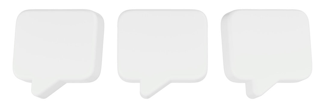 chat blank icon 3d render white square