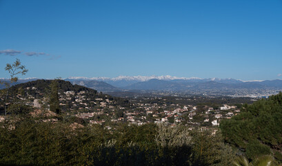 Panoramic view of the sea, city, coast of Cannes.