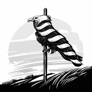 Black and White Striped Eagle Illustration.