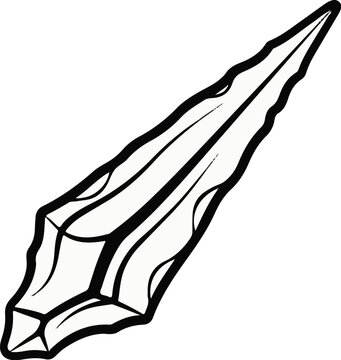 Stylized outline drawing of an ancient stone projectile point