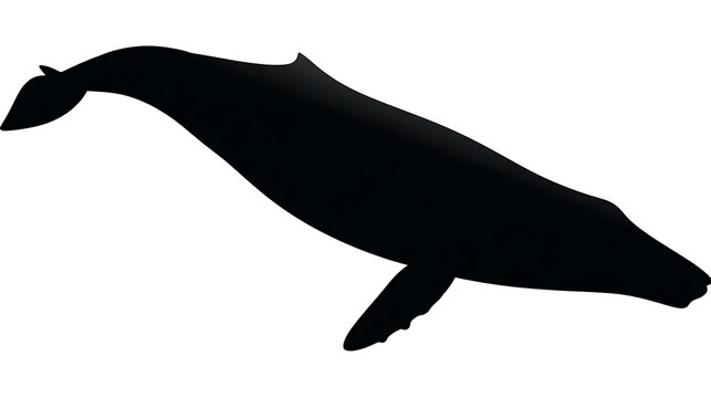 A silhouette of a whale swimming gracefully in the ocean, showcasing its massive size