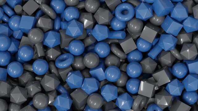 Abstract 3D Geometric Shapes Rotating in Circular Motion Loop