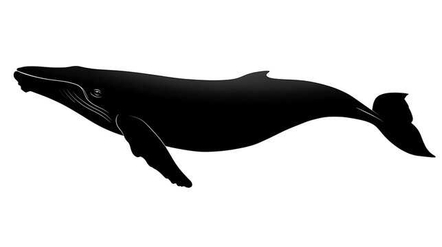 A majestic whale silhouette, gliding effortlessly through the deep blue sea