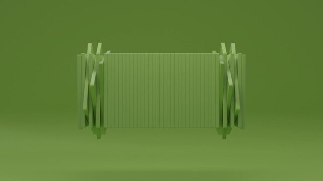 3D abstract background with monochromatic green style emphasizing minimal geometry, depth, and rhythm for a contemporary elegant motion aesthetic with visual harmony.