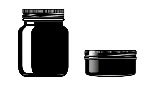 Black jars, one with a lid and another, next to each other.