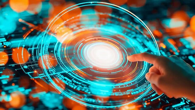 Futuristic digital interface with finger touch