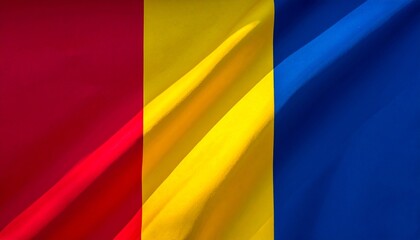 Fototapeta premium Romania national flag with blue, yellow, and red stripes.