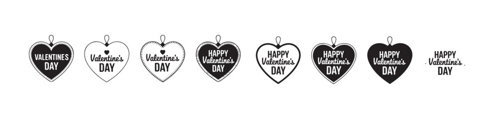 Fototapeta premium Valentine's day love heart tag icon set happy valentines day gift labels collection