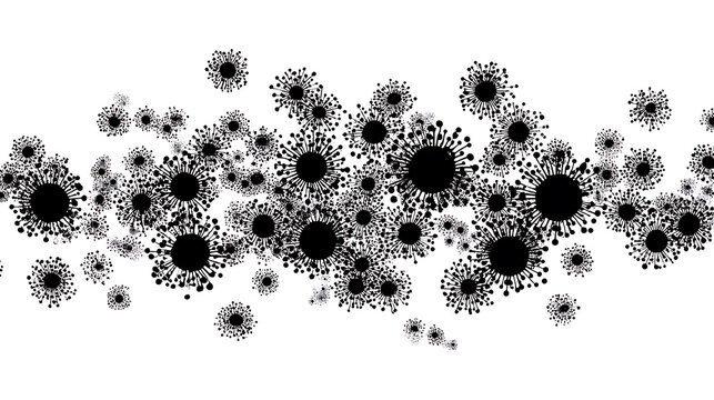 Abstract illustration of numerous microscopic organisms with a dynamic configuration 