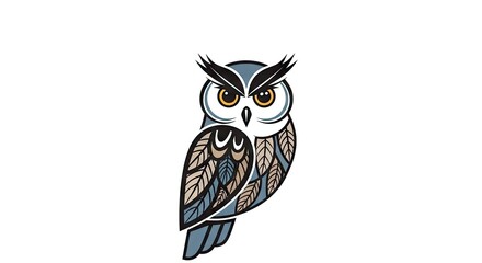 Obraz premium Stylized owl illustration against white background for design projects