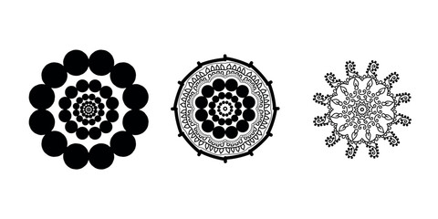 Geometric circular mandala and floral ornament set for modern decoration and patterns © Aasia Juthy