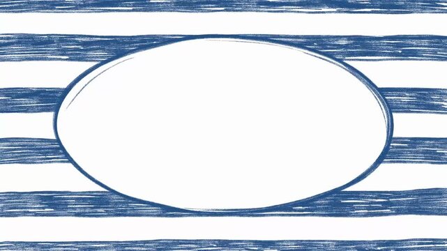 Animated Blue Stripes Background with Central Oval Copy Space Loop. For nautical themes, creative titles, coastal-style advertisements, and artistic social media presentations. Horizontal blue texture