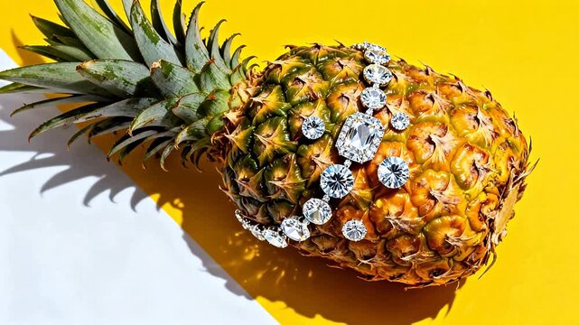 Pineapple adorned with diamond jewelry