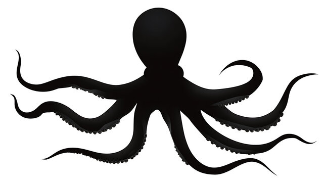A silhouette of an octopus with its tentacles spread out