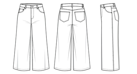 Fashion sketch of women s culottes displayed in three different views © Sagor