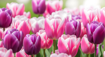 Obraz premium Vibrant tulips on easter sunday morning symbolizing renewal and joy