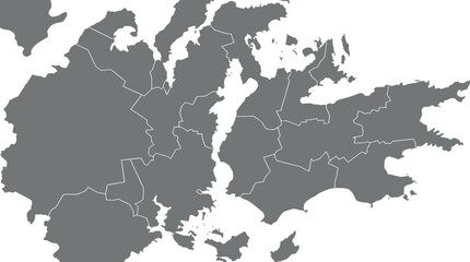 Naklejka premium Minimalist Fantasy World Map Illustration with Regional Borders on White Background