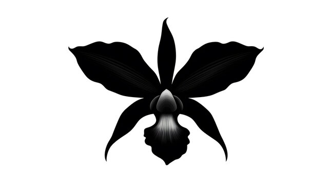 A striking monochromatic image of a stunning black orchid flower