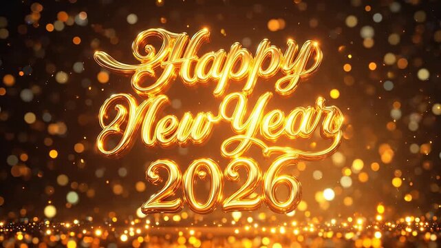 Golden Happy New Year 2026 text