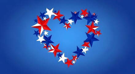 Fototapeta premium Patriotic labor day heart shaped stars american flag colors
