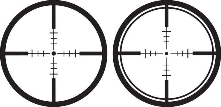 Two rifle scope reticle icons, crosshair symbol for targeting