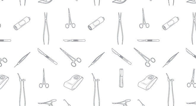 Medical Instruments and Surgical Tools Illustration.