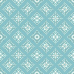 Fototapeta premium Light Aqua Blue Delicate Diamond Frame Floral Pattern for Summer Fashion Apparel and Soft Home Furnishing Textiles